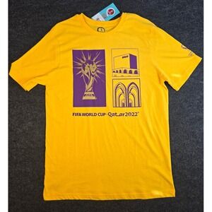 FIFA World Cup Qatar 2022 Official Yellow T-Shirt Football NWT Unisex Size Large
